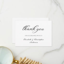 Zwart wit script legant Weddenschap Hartelijk dank Bedankkaart