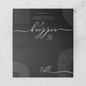 Zwart Wit Script Lettertype Geometrische Zitplaats Plaatskaartje (Buitenkant ongevouwen)