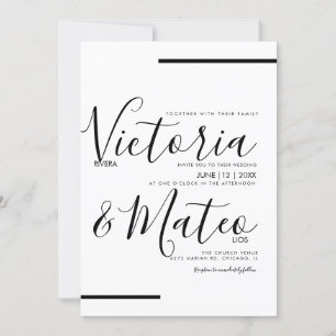Zwart Wit Script Lettertype Lijn Trouwen Kaart