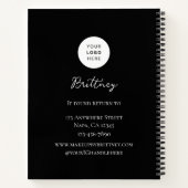 Zwart Wit Script Logo Foto Make-up Aanpasbaar Notitieboek (Achterkant)