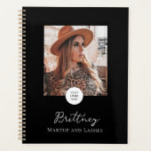 Zwart Wit Script Logo Foto Make-up Aanpasbaar Planner (Voorkant)