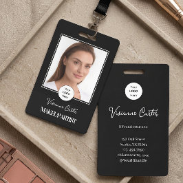 Zwart Wit Script Logo Foto Make-up Badge