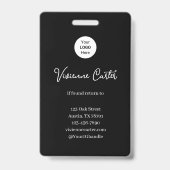 Zwart Wit Script Logo Foto Make-up Badge (Achterkant)