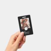 Zwart & Wit Script Logo Foto Make-up Badge (Handheld)