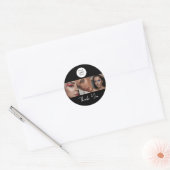 Zwart Wit Script Logo Foto Make-up Bedankt Ronde Sticker (Envelop)