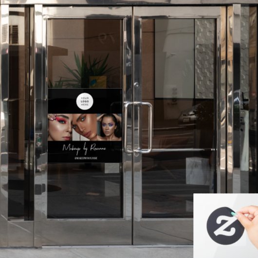Zwart Wit Script Logo Foto Make-up Studio Raamsticker (Kantoordeur)