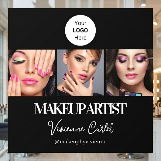 Zwart Wit Script Logo Foto Make-up Studio Raamsticker