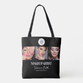 Zwart Wit Script Logo Foto Make-up Studio Tote Bag (Achterkant)