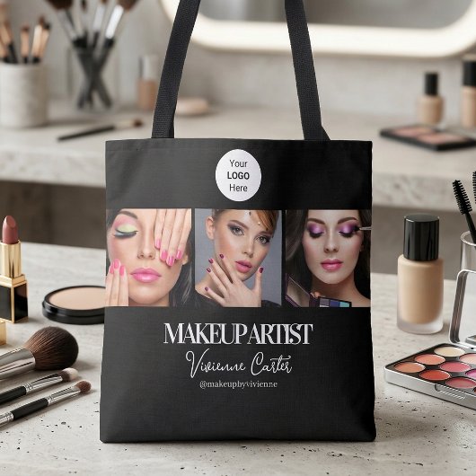 Zwart Wit Script Logo Foto Make-up Studio Tote Bag