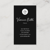 Zwart Wit Script Logo QR Code Foto Make-up Visitekaartje (Achterkant)