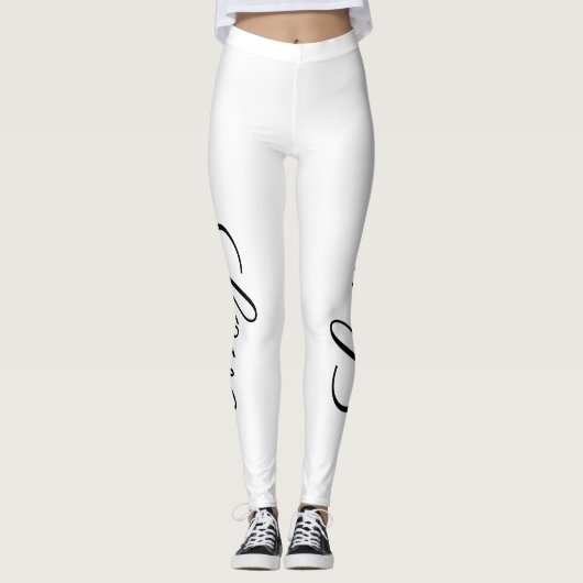 zwart-wit script LOVE letters | Leggings (Voorkant)