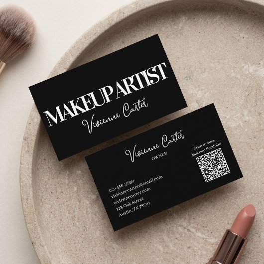 Zwart Wit Script Make-up Visitekaartje