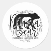 Zwart & Wit Script Mama Beer Beschermer Kunst Ronde Sticker (Voorkant)