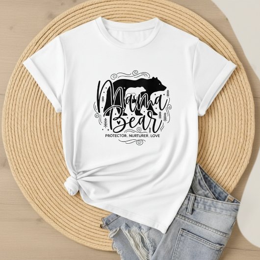 Zwart & Wit Script Mama Beer Beschermer Kunst T-shirt
