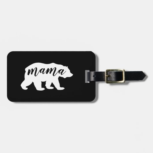 Zwart-wit script mama Beer Silhouette Bagagelabel (Voorkant horizontaal)
