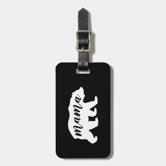 Zwart-wit script mama Beer Silhouette Bagagelabel (Voorkant verticaal)