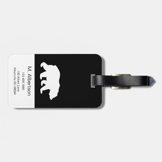 Zwart-wit script mama Beer Silhouette Bagagelabel (Achterkant horizontaal)