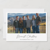 Zwart Wit Script Merriest Christmas Family Foto Feestdagenkaart (Voorkant)