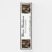 Zwart-wit script Minimalistische booth Tent Spandoek (Verticaal)