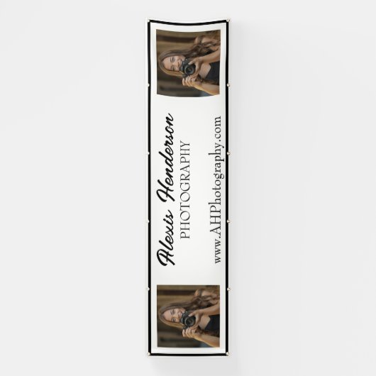 Zwart-wit script Minimalistische booth Tent Spandoek (Verticaal)