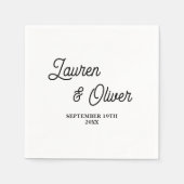 Zwart & Wit Script minimalistische bruiloft Servet (Voorkant)