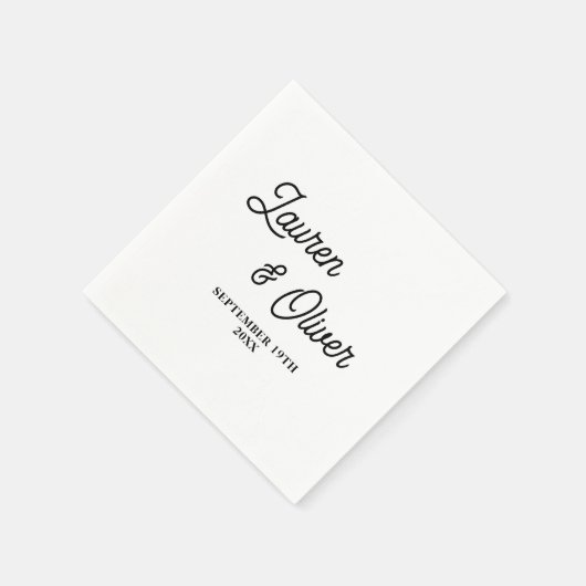 Zwart & Wit Script minimalistische bruiloft Servet (Hoek)