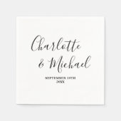 Zwart & Wit Script minimalistische bruiloft Servet (Voorkant)