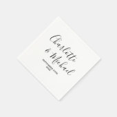 Zwart & Wit Script minimalistische bruiloft Servet (Hoek)