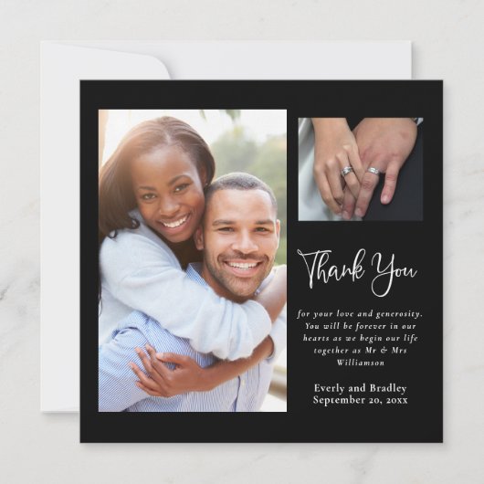 Zwart Wit Script Minimalistische Trouw Dankjewel  Kaart (Voorkant)