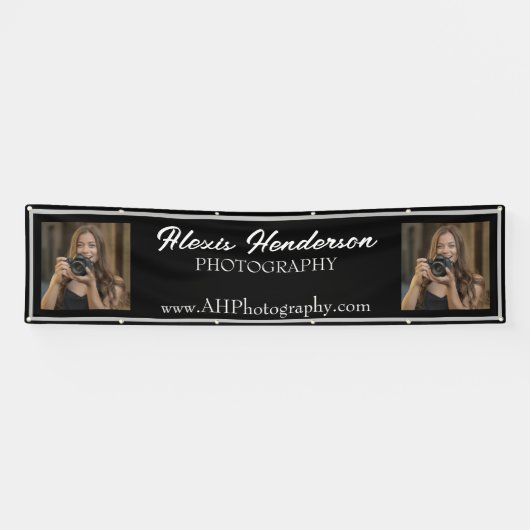 Zwart & Wit Script Moderne cabine Tent Spandoek (Horizontaal)