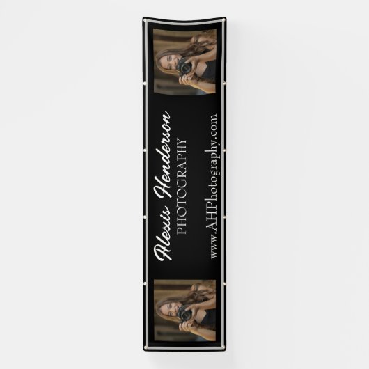 Zwart & Wit Script Moderne cabine Tent Spandoek (Verticaal)