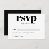 Zwart wit script moderne gedurfde rsvp bruiloft (Voorkant / Achterkant)