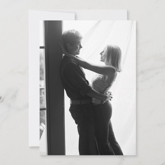 Zwart-wit script monochrome foto bruiloft kaart (Achterkant)