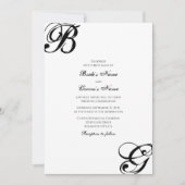 Zwart & Wit Script Monogram Huwelijk Kaart (Voorkant)