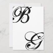 Zwart & Wit Script Monogram Huwelijk Kaart (Achterkant)