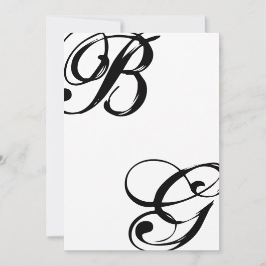 Zwart & Wit Script Monogram Huwelijk Kaart (Achterkant)
