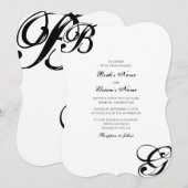 Zwart & Wit Script Monogram Trouwkaart Kaart (Voorkant / Achterkant)