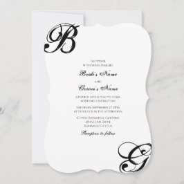Zwart & Wit Script Monogram Trouwkaart Kaart