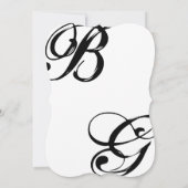 Zwart & Wit Script Monogram Trouwkaart Kaart (Achterkant)