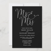 Zwart-wit script Mr en Mrs Photo Wedding Kaart (Voorkant)