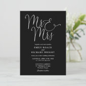 Zwart-wit script Mr en Mrs Photo Wedding Kaart (Staand voorkant)