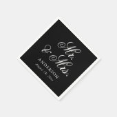 Zwart wit script Mr. & Mrs Wedding Servet (Hoek)