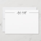 Zwart-Wit Script Naam Monogram Notitiekaartje (Voorkant)