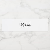 Zwart-wit Script Naam Verjaardag Waterfles Etiket (Enkel label)