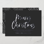 zwart-wit script niet-foto van kerstmis folie feestdagenkaart<br><div class="desc">het zwarte en witte script is alleen maar een kerstfeest zonder foto moderne ster die het ontwerp heeft doorbroken .</div>