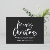 zwart-wit script niet-foto van kerstmis folie feestdagenkaart (Staand Voorkant)