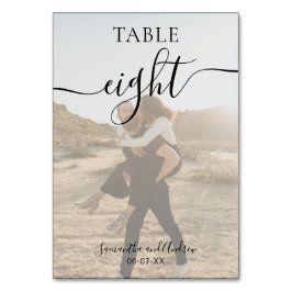 Zwart wit script noemt foto's bruiloft kaart