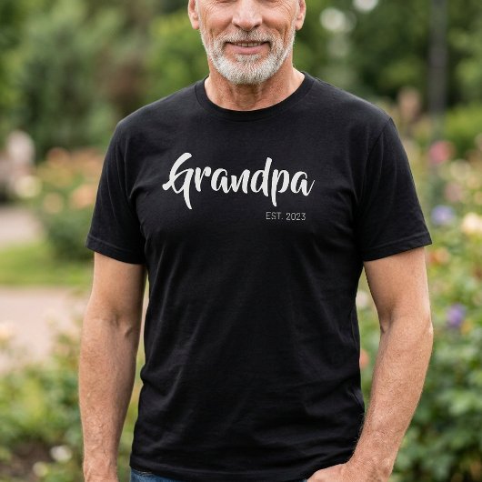 Zwart Wit Script Opgericht Opa T-shirt
