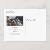 Zwart wit script opgeslagen op datum aankondigingskaart (Achterkant)