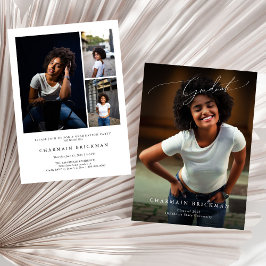 Zwart-wit script Photo Collage Afstuderen Kaart